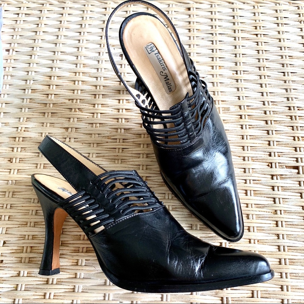 Tsakiris Mallas 38 1/2 black leather booties